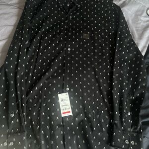 Black Skull Print Men's Shirt